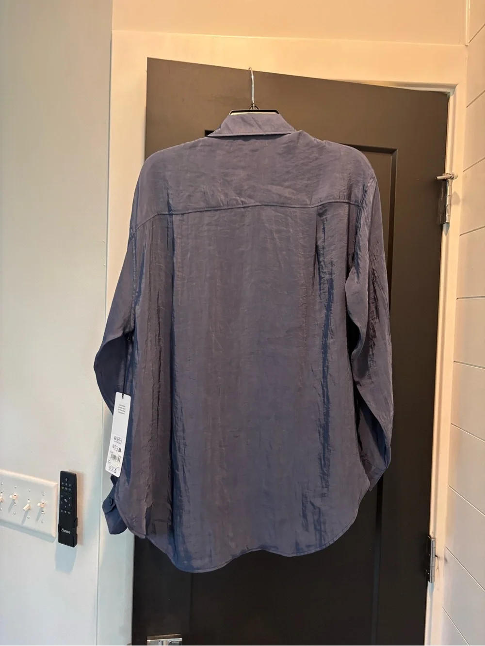 ALO Yoga Semi-Sheer Golden Hour Button Down Long Sleeve Small Navy NWT Top Shirt